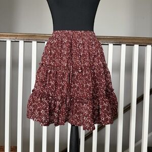NWT Hayden Los Angeles Floral‎ Tiered Skirt Small Cottage Boho Western Concert